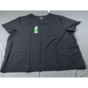 Scrubstar Core Essentials Unisex Black V-Neck Scrub Top 3XL Mechanical Stretch